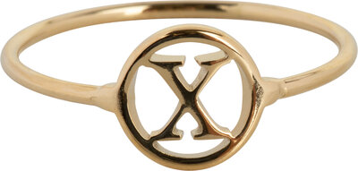 Charmin's Open Round Signet Ring Gold Plated Initials R1121 Letter X