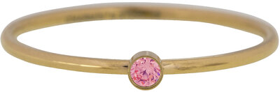 R791 Birthstone July Fuchsia Pink Stone Goldplated Iconic Vintage