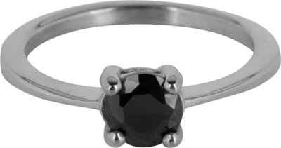 Charmin’s Classic Princess Black Ring Staal R1194