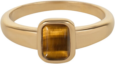 Charmin's Chevalière Bague Gemme Oeil de Tigre Rectangle Gold R1175