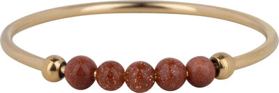 Charmin's Anxiety Ring Perles de pierres précieuses dorées marron rougeâtre Palmier plaqué or R1205