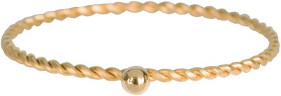 Charmin’s goudkleurige stapelring R525 Dot Twisted goldplated staal