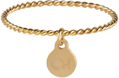 Charmin’s goudkleurige stapelring R569 Dangling Coin goldplated staal