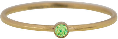 R688 Birthstone August Light Green Stone Goldplated Iconic Vintage