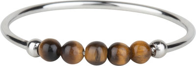 Charmin's Anxiety Bague Oeil de Tigre Pierres Précieuses Perles Steel Palm R1312