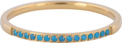 Charmin’s Goudkleurige Stapelring Small Alliance Turquoise Crystals R1261