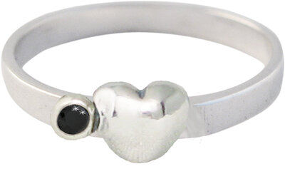 Ring KR34 'Cubic Heart and Diamond' Black