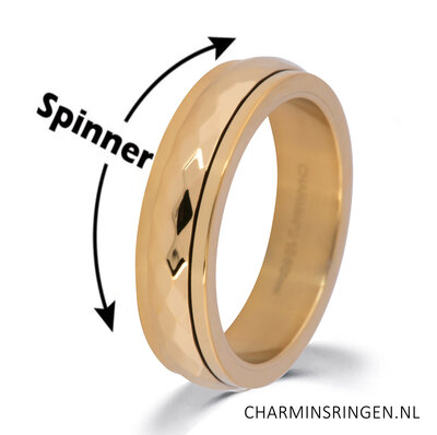 Charmin's Shiny Anxiety Fidget Ring Gehamerd Goud R1251