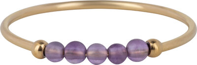 Charmin's Anxiety Ring NaturalStones Amethist Beads Goudkleurig R1203