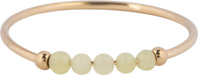 Charmin's Anxiety Ring NaturalStones Citroen Jade Beads Goudkleurig R1337