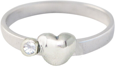 Ring KR33 'Cubic Diamond Heart and Diamond' White