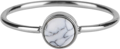 Charmin's Ring met Ronde Witte Howliet Edelsteen Steel R1049