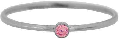 Charmin's Birthstone Ring Juli Roze Steen Steel 2.0 R1122/KR81