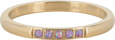 Memoire Ring Ring Paars Opaal 5 steentjes Goudkleurig R1130