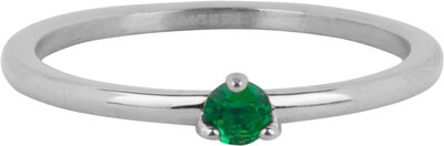 Charmin’s Driehoek Solitair Ring Groene Steen Staal R1302