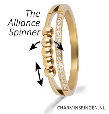 Charmin's Alliance Ring met Balletjes Anxiety Fidget Goudkleurig Staal R1367