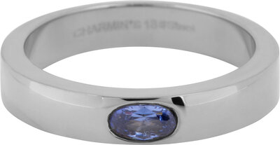 Charmin’s Ring Brede Band Ovale Lavendel Blauwe Steen Staal R1228