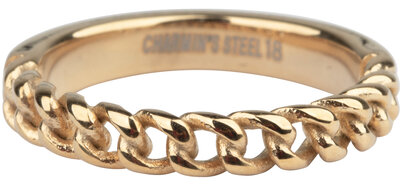 Charmin's Goudkleurige Ketting-ring Half Ketting Half Glad Staal R877