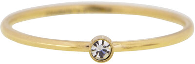 Charmin's  Birthstone Ring April Witte Steen Shine Bright 2.0 Goldplated R432/KR88