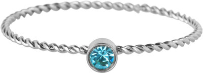 Charmin's Gedraaide Birthstone ring Licht Blauw Kristal Staal R1454