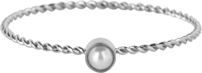 Bague de naissance torsadée Charmin's en acier perlé R1456