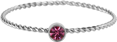 Charmins Twisted Birthstone Ring Pink Crystal Steel R1450