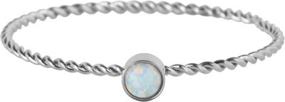 Charmin's Gedraaide Birthstone Ring Opaal Staal R1460