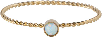 Charmin's Gold Colored Twisted Birthstone Ring Opal Steel R1461