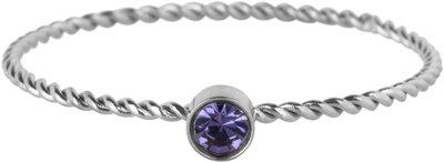 Charmin's Gedraaide Birthstone ring Lila Paars Kristal Staal R1452