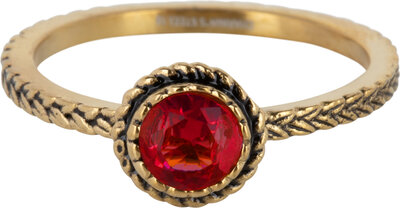 Charmin's Goudkleurige Ring Birthstone Januari Garnet Rode Kristal Iconic Vintage R1101