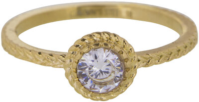 Charmin's Goudkleurige Ring Birthstone April Witte Kristal Staal Iconic Vintage R436