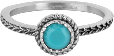 Charmin's Ring Birthstone December Turquoise Crystal Steel Iconic Vintage R1533