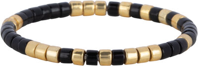 Charmin's Miyuki Beads Gold Black Anxiety Fidget Ring R1537