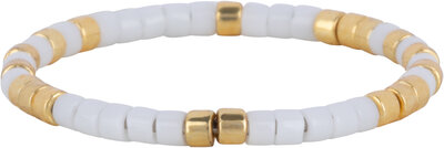 Charmin's Miyuki Beads Gold White Anxiety Fidget Ring R1534