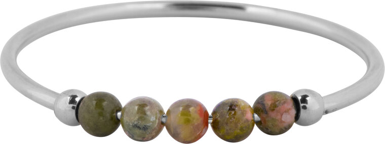 Charmins Angst Ring Natursteine ​​Unakiet Beads Staal R1338
