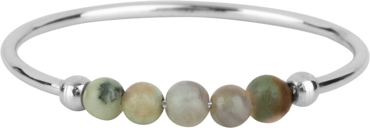 Charmins Angst Ring Natursteine ​​Afrikanischer Türkis Perlen Stahl R1306
