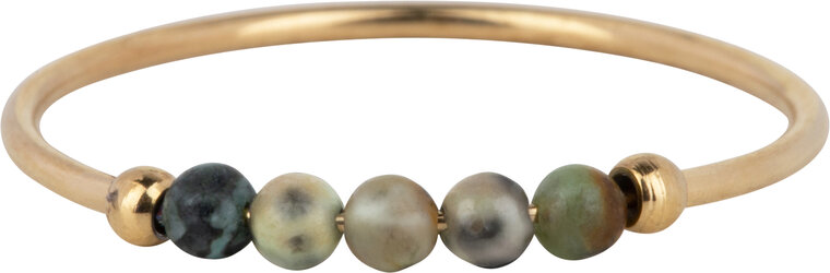 Charmins Angst Ring Natursteine ​​Afrikanischer Türkis Perlen Goudkleurig R1196