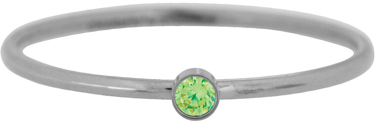 Charmins Geburtsstein-August-Ring, grüner Peridot, Stahl R787/KR86