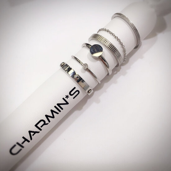 Charmins Geburtsstein-April-Ring Witte Kristal Steel R431/KR87