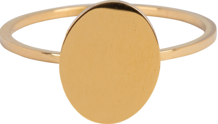 Charmin’s goudkleurige zegelring R715 Modern Oval goldplated staal