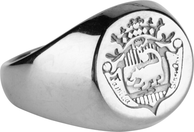 Charmin's UNI Men's and Women's Signet Ring Familia Supra Omnia Steel R999