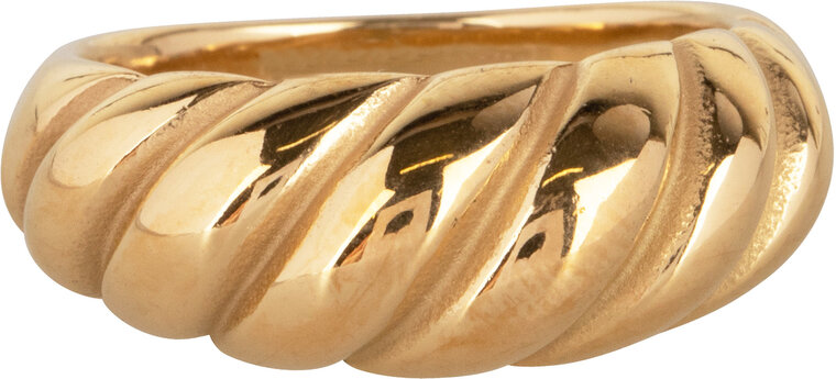 R996 Chubby Croissant Ring Goldplated Steel 