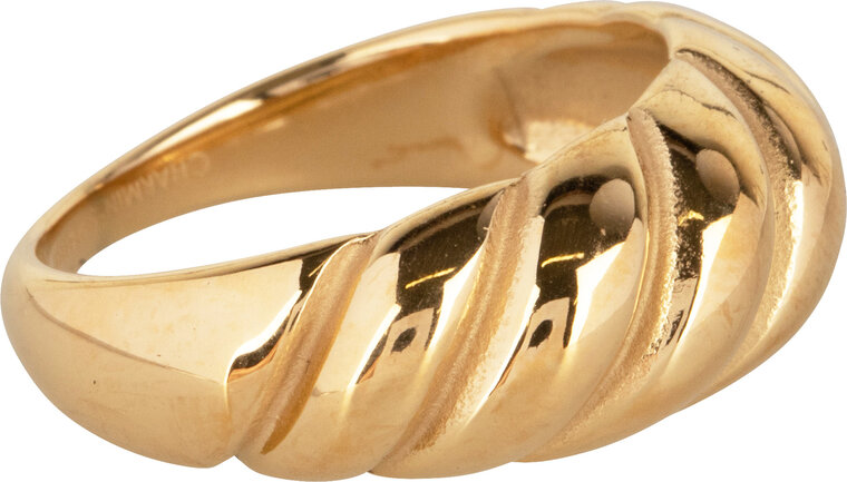 R996 Chubby Croissant Ring Goldplated Steel 