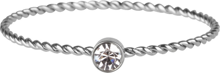 Charmin's Twisted Birthstone ring White Crystal Steel R944