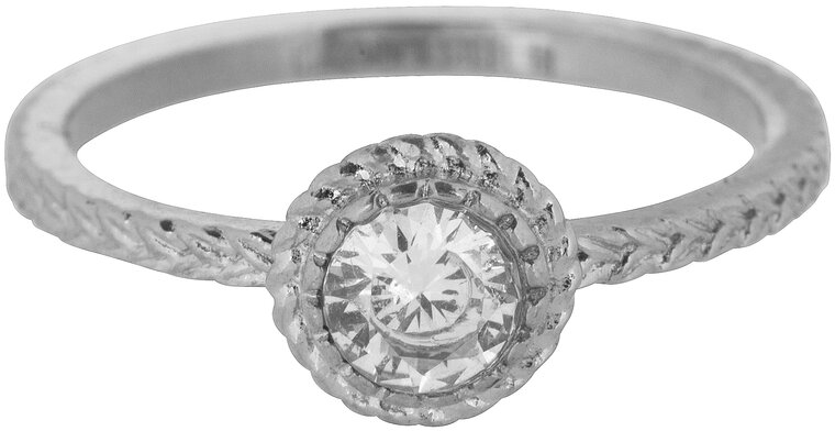 Charmins Ring Geburtsstein April Witte Kristal Staal Iconic Vintage R435