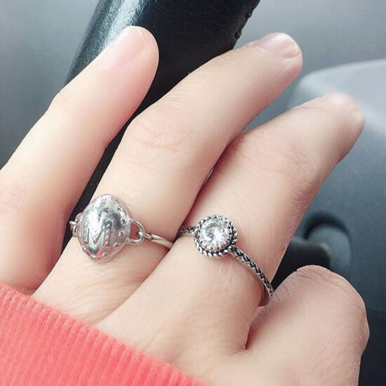 Charmins Ring Geburtsstein April Witte Kristal Staal Iconic Vintage R435