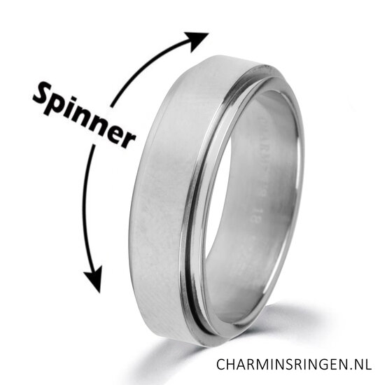 Charmin's R1068 Turning Anxiety Fidget Ring Shiny Staal