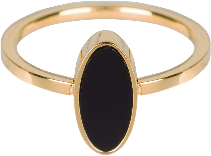  R533 Fashion Seal Oval Gold Steel with Black Stone