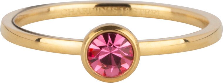 Charmin's Ring Gold Birthstone January Garnet Red Crystal Steel Round Stone 4mm R1592 R1606160505