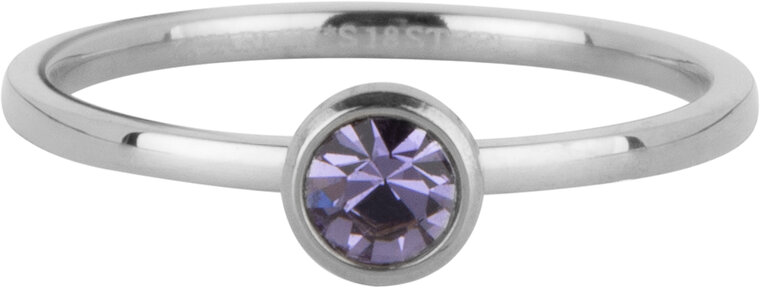 Charmin's Bague Pierre de Naissance Février Violet Lilas Cristal Acier Iconique R1593